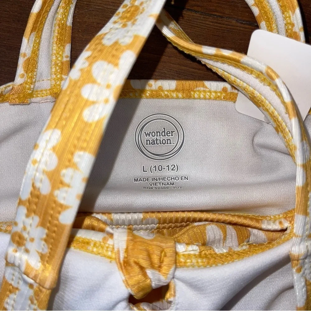 Wonder Nation Yellow and White Floral Swimsuit 10/12